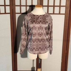 LTD Abstract Gray and Tan Blouse Sz XS